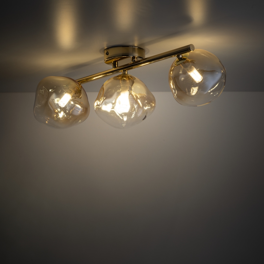 Brilagi - Plafonski luster VULCANO 3xG9/8W/230V zlatna/zadimljeno bež