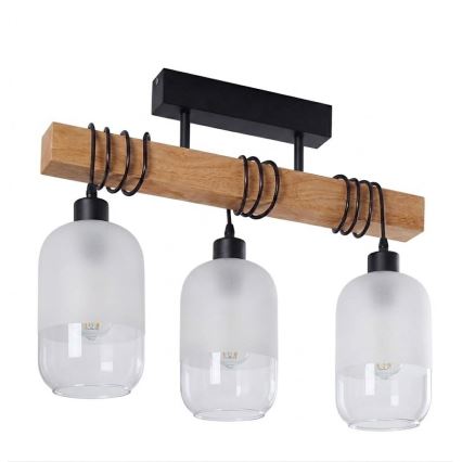 BRILAGI - Plafonski luster WOOD GLASS 3xE27/60W/230V borovina/crna/bela