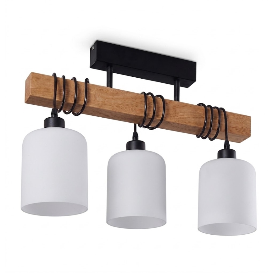 BRILAGI - Plafonski luster WOOD GLASS 3xE27/60W/230V borovina/crna/bela