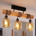 BRILAGI - Plafonski luster WOOD GLASS 3xE27/60W/230V borovina/crna/zadimljeno braon