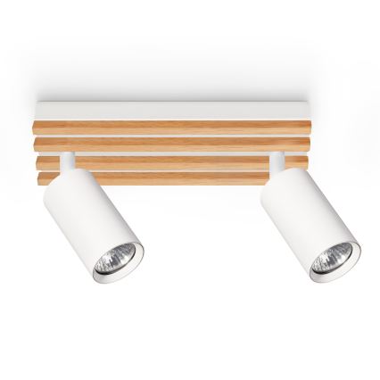 Brilagi - Plafonsko spot svetlo SELE WOOD 2xGU10/30W/230V bela/drvo