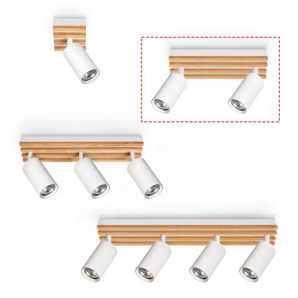Brilagi - Plafonsko spot svetlo SELE WOOD 2xGU10/30W/230V bela/drvo