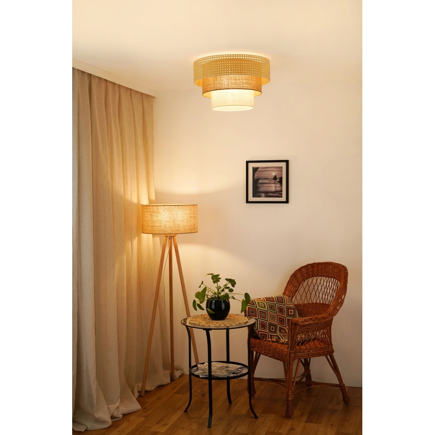 BRILAGI - Plafonsko svetlo CEDAR LUNETA 1xE27/15W/230V prečnika 45 cm ratan/braon/krem