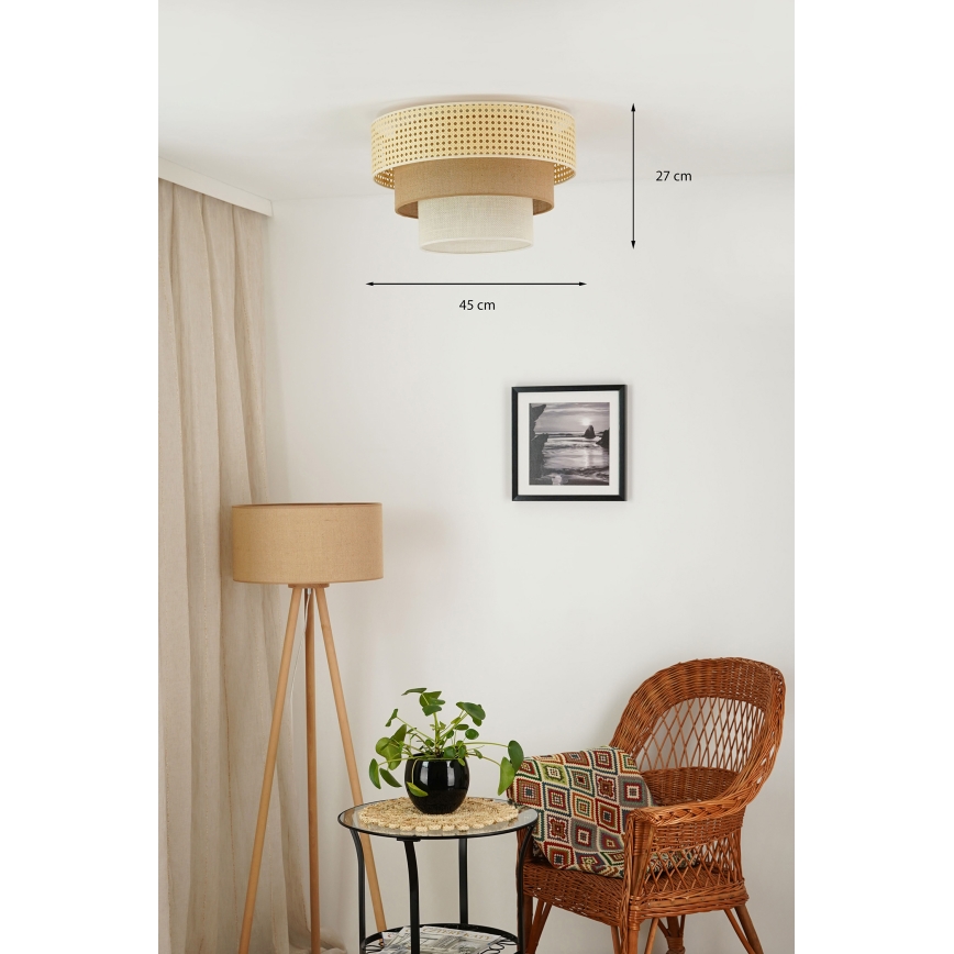 BRILAGI - Plafonsko svetlo CEDAR LUNETA 1xE27/15W/230V prečnika 45 cm ratan/braon/krem