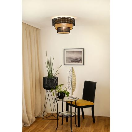 Brilagi - Plafonsko svetlo DAKOTA LUNETA 1xE27/15W/230V prečnik 45 cm crna/ratan