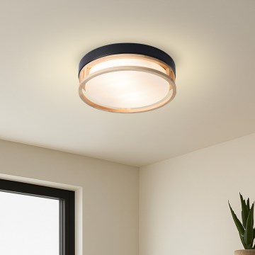 Brilagi - Plafonsko svetlo ORINO 2xE27/40W/230V prečnik 27 cm crna/hrast