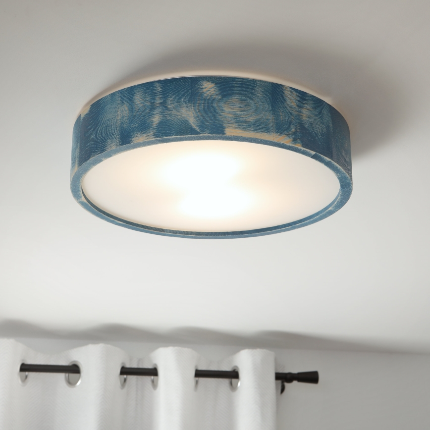 Brilagi - Plafonsko svetlo PINO 2xE27/15W/230V borovina/plava Ø 37,5 cm
