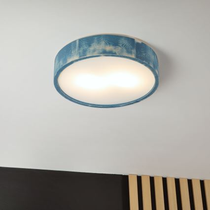 Brilagi - Plafonsko svetlo PINO 2xE27/15W/230V borovina/plava Ø 37,5 cm