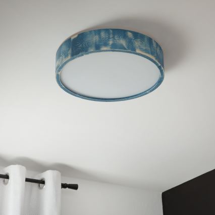 Brilagi - Plafonsko svetlo PINO 2xE27/15W/230V borovina/plava Ø 37,5 cm