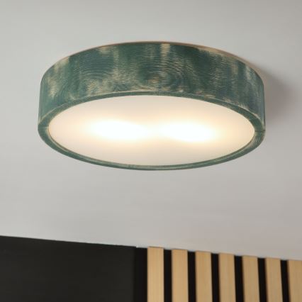 Brilagi - Plafonsko svetlo PINO 2xE27/15W/230V borovina/zelena prečnik 37,5 cm