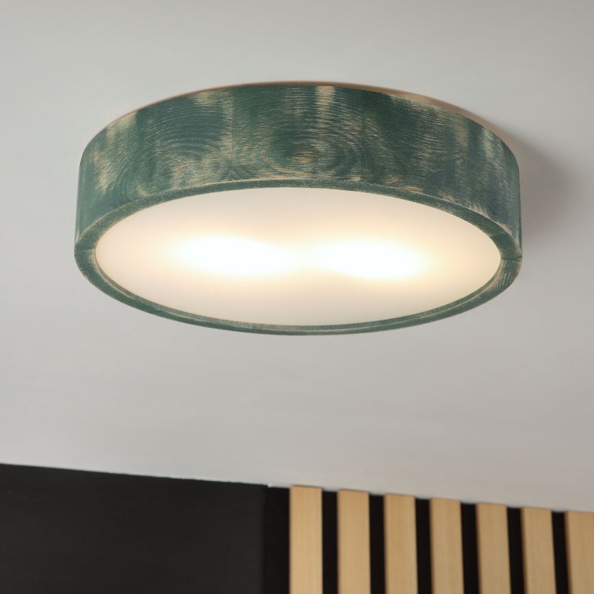 Brilagi - Plafonsko svetlo PINO 2xE27/15W/230V borovina/zelena prečnik 37,5 cm