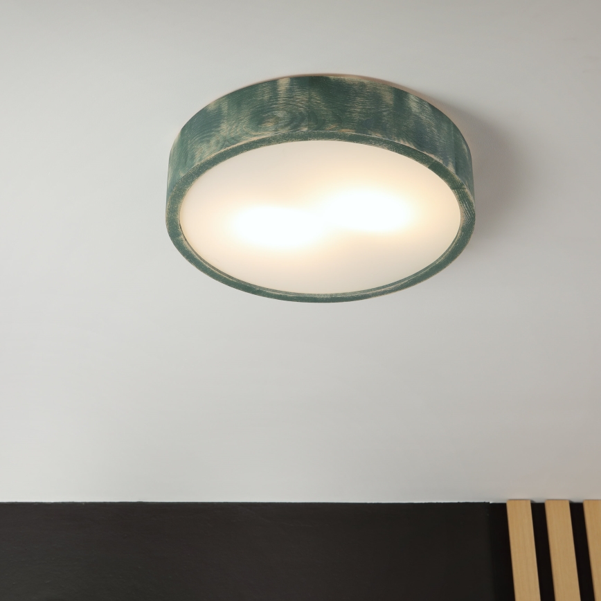 Brilagi - Plafonsko svetlo PINO 2xE27/15W/230V borovina/zelena prečnik 37,5 cm