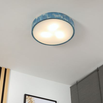 Brilagi - Plafonsko svetlo PINO 3xE27/15W/230V borovina/plava prečnik 47,5 cm