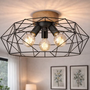 Brilagi - Plafonsko svetlo WOODY BASKET 3xE27/60W/230V Ø 60 cm hrast