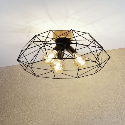 Brilagi - Plafonsko svetlo WOODY BASKET 3xE27/60W/230V Ø 60 cm hrast