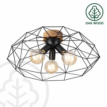 Brilagi - Plafonsko svetlo WOODY BASKET 3xE27/60W/230V Ø 60 cm hrast