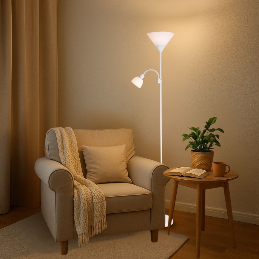 Brilagi - Podna lampa ARIANA 1xE27/100W/230V + 1xE14/25W bela