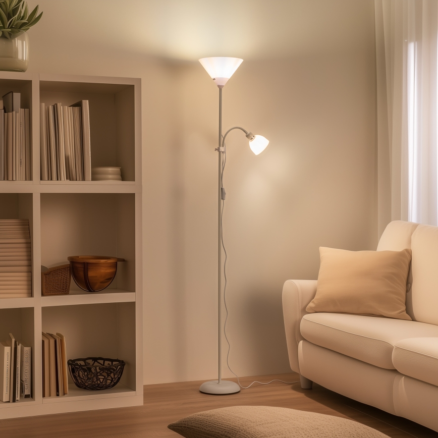 BRILAGI - Podna lampa ARIANA 1xE27/100W/230V + 1xE14/25W bela