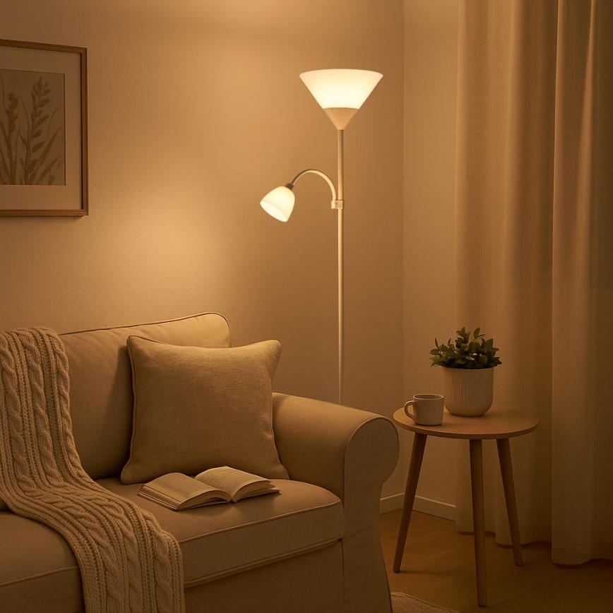 Brilagi - Podna lampa ARIANA 1xE27/100W/230V + 1xE14/25W bela