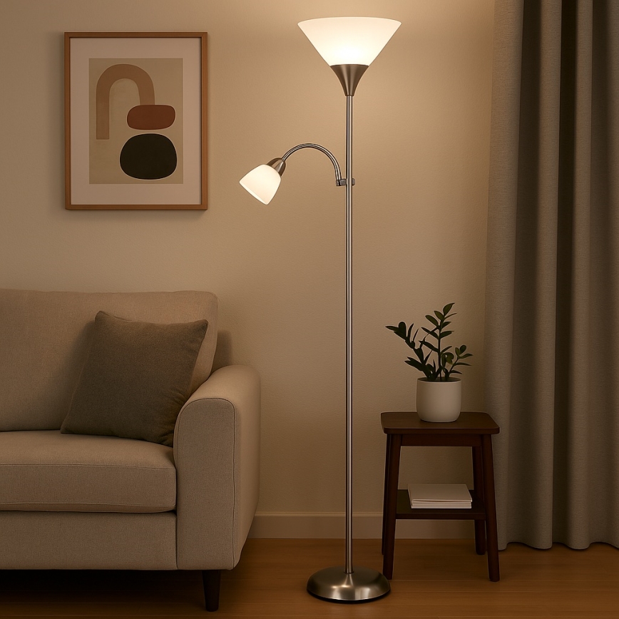 Brilagi - Podna lampa ARIANA 1xE27/100W/230V + 1xE14/25W mat hrom