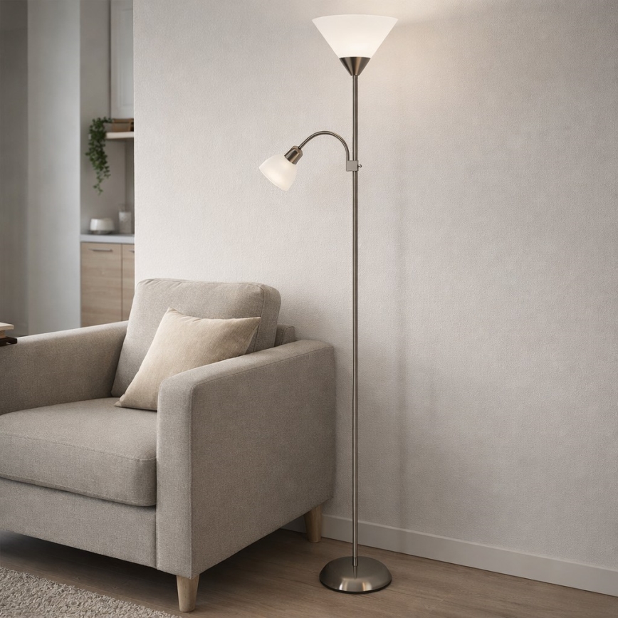 Brilagi - Podna lampa ARIANA 1xE27/100W/230V + 1xE14/25W mat hrom