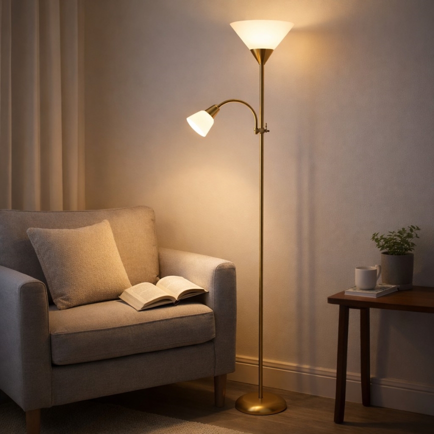 Brilagi - Podna lampa ARIANA 1xE27/100W/230V + 1xE14/25W zlatna