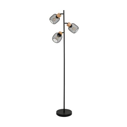 Brilagi - Podna lampa BASKLITE 3xE27/15W/230V drvo/crna