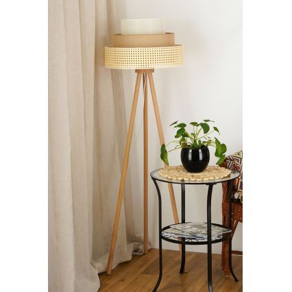 Brilagi - Podna lampa CEDAR LUNETA 1xE27/15W/230V ratan/braon/krem