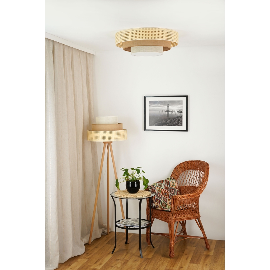 Brilagi - Podna lampa CEDAR LUNETA 1xE27/15W/230V ratan/braon/krem