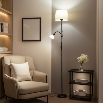 Brilagi - Podna lampa CERIA 1xE27/100W/230V + 1xE14/25W crna/bež