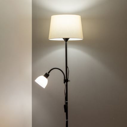 Brilagi - Podna lampa CERIA 1xE27/100W/230V + 1xE14/25W crna/bež