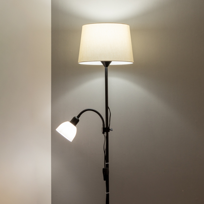 Brilagi - Podna lampa CERIA 1xE27/100W/230V + 1xE14/25W crna/bež