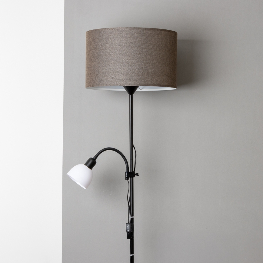 Brilagi - Podna lampa CERIA 1xE27/100W/230V + 1xE14/25W crna/braon