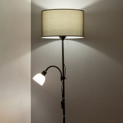 Brilagi - Podna lampa CERIA 1xE27/100W/230V + 1xE14/25W crna/braon