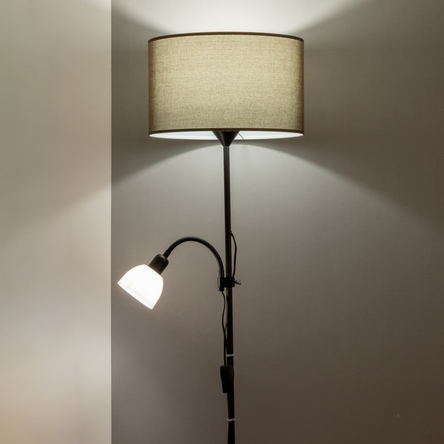 Brilagi - Podna lampa CERIA 1xE27/100W/230V + 1xE14/25W crna/braon