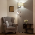 Brilagi - Podna lampa CERIA 1xE27/100W/230V + 1xE14/25W matni hrom/smeđa
