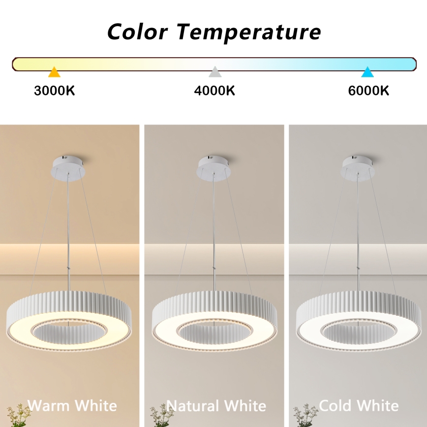 Brilagi - LED prigušiva luster na sajli LUMIX LED/48W/230V 3000-6000K bela, prečnik 50 cm + daljinski upravljač
