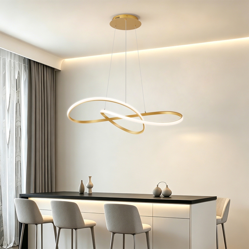 Brilagi - LED prigušiva luster na sajli INFINITY LED/80W/230V 3000-6000K 80x80 cm zlatni + daljinski upravljač