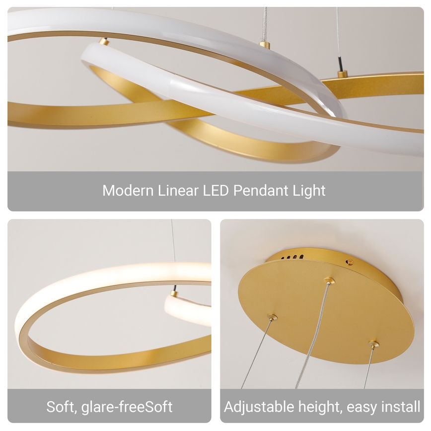 Brilagi - LED prigušiva luster na sajli INFINITY LED/80W/230V 3000-6000K 80x80 cm zlatni + daljinski upravljač