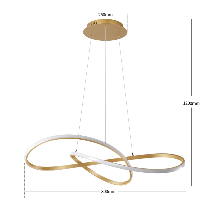 Brilagi - LED prigušiva luster na sajli INFINITY LED/80W/230V 3000-6000K 80x80 cm zlatni + daljinski upravljač