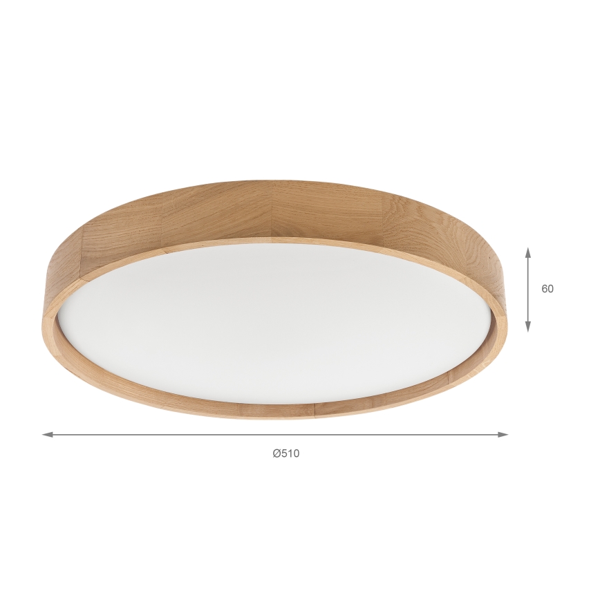Brilagi - LED prigušiva plafonska svetiljka MANAROLA SMART LED/36W/230V 3000-6000K Wi-Fi Tuya Beacon prečnik 51 cm hrast + daljinski upravljač