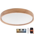 Brilagi - prigušiva LED plafonska lampa MANAROLA SMART LED/36W/230V 2700-6500K hrast, prečnik 51 cm Wi-Fi + daljinski upravljač Tuya
