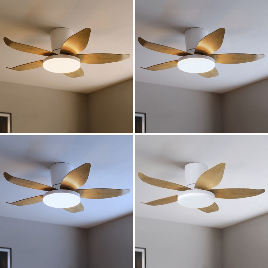 Brilagi - LED prigušiva plafonski ventilator LED/32W/230V 95 cm bela/smeđa + daljinski upravljač
