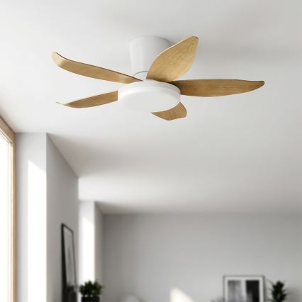 Brilagi - LED prigušiva plafonski ventilator LED/32W/230V 95 cm bela/smeđa + daljinski upravljač