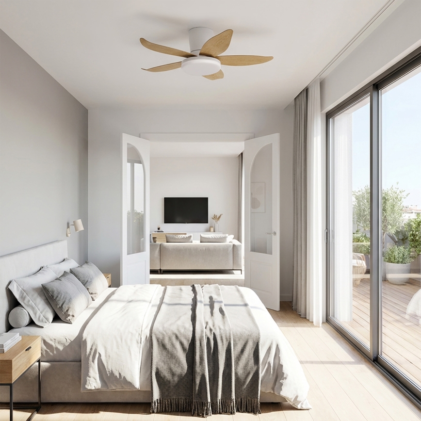 Brilagi - LED prigušiva plafonski ventilator LED/32W/230V 95 cm bela/smeđa + daljinski upravljač