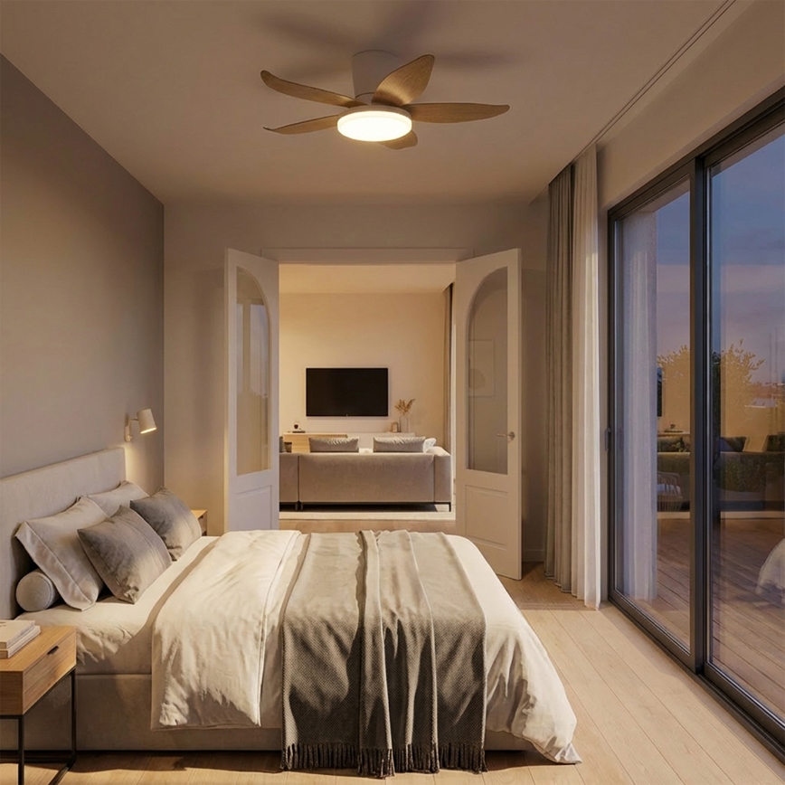 Brilagi - LED prigušiva plafonski ventilator LED/32W/230V 95 cm bela/smeđa + daljinski upravljač