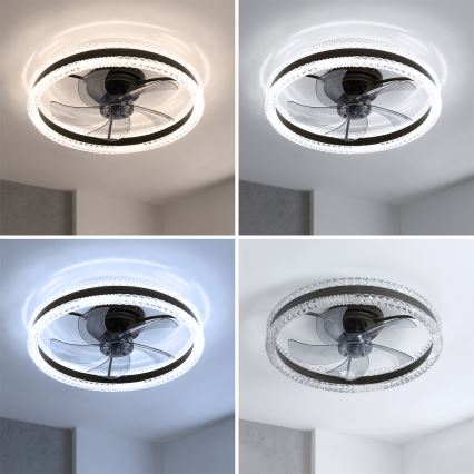 Brilagi - LED prigušiva stropni ventilator LED/62W/230V prečnik 50 cm crna + daljinski upravljač