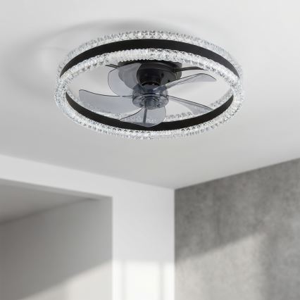 Brilagi - LED prigušiva stropni ventilator LED/62W/230V prečnik 50 cm crna + daljinski upravljač