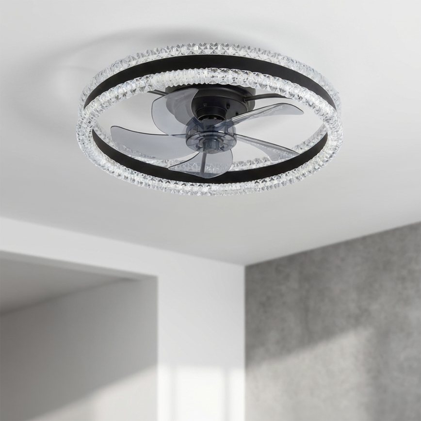 Brilagi - LED prigušiva stropni ventilator LED/62W/230V prečnik 50 cm crna + daljinski upravljač