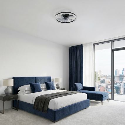 Brilagi - LED prigušiva stropni ventilator LED/62W/230V prečnik 50 cm crna + daljinski upravljač